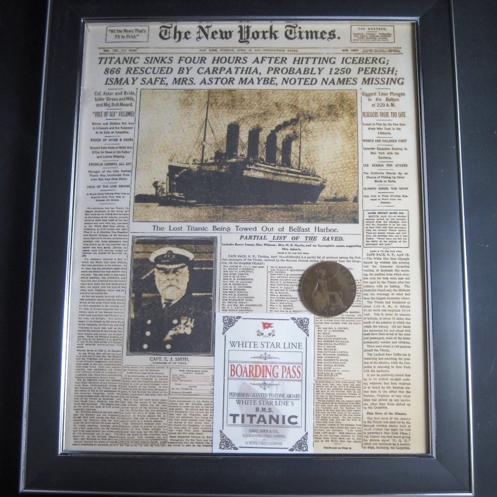 TITANIC Collector Set featuring New York Times, Boarding Pass & English Penny